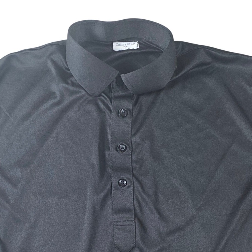 Collars & Co Dress Collar Polo Mens Large Black Short Sleeve Performance 5555